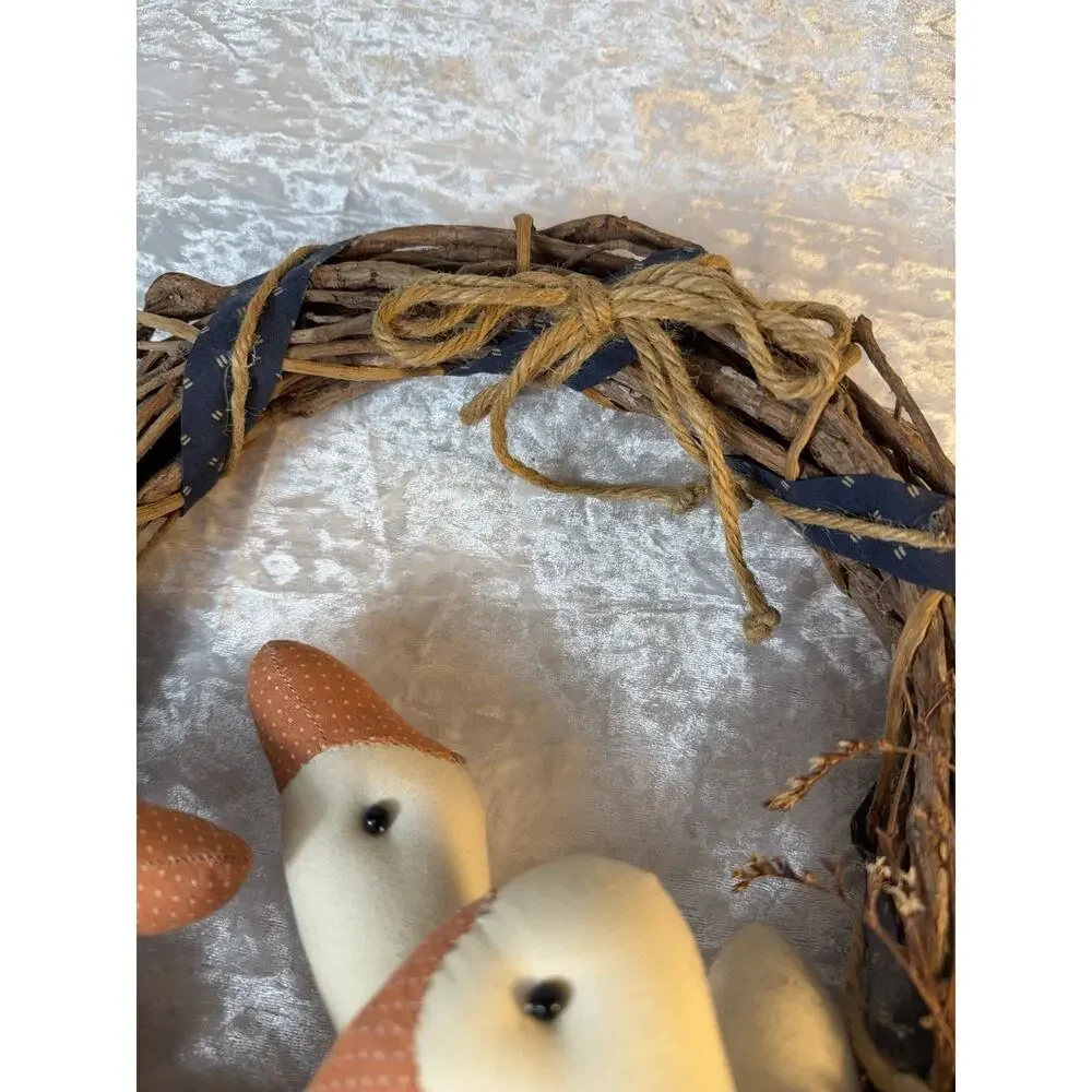 Vintage Handmade Goose Wreath 12x12 Primitive Farmhouse Country Wall Decor